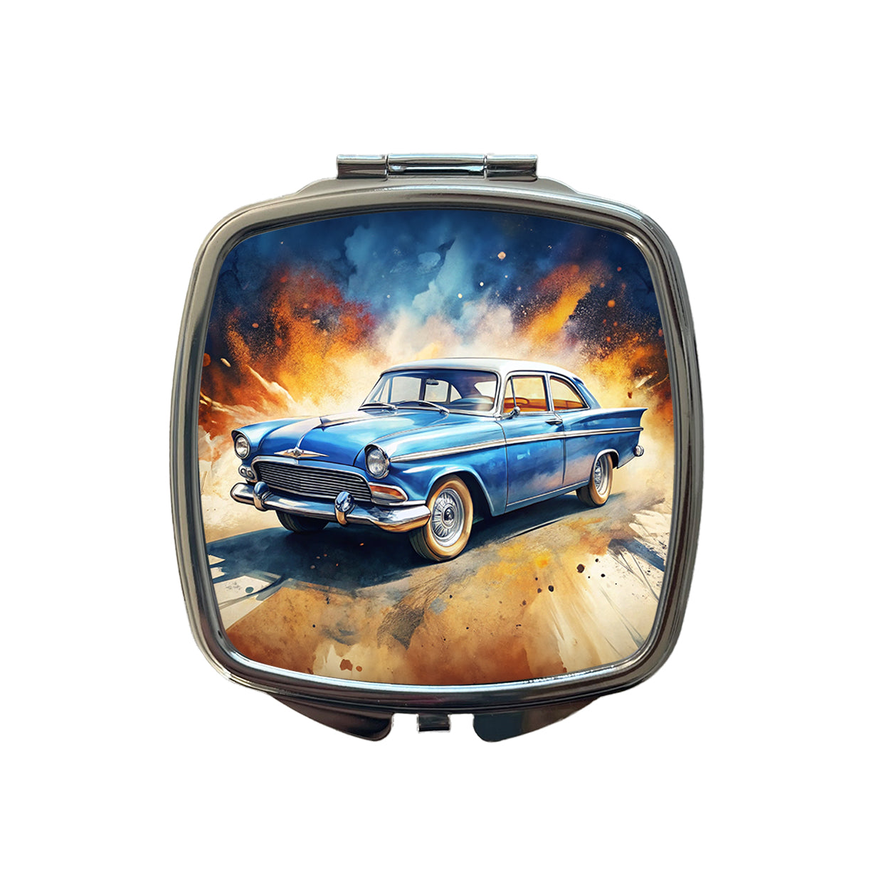 Classic Retro Car Art Small Travel Purse Handbag Pocket Makeup Compact Mirror