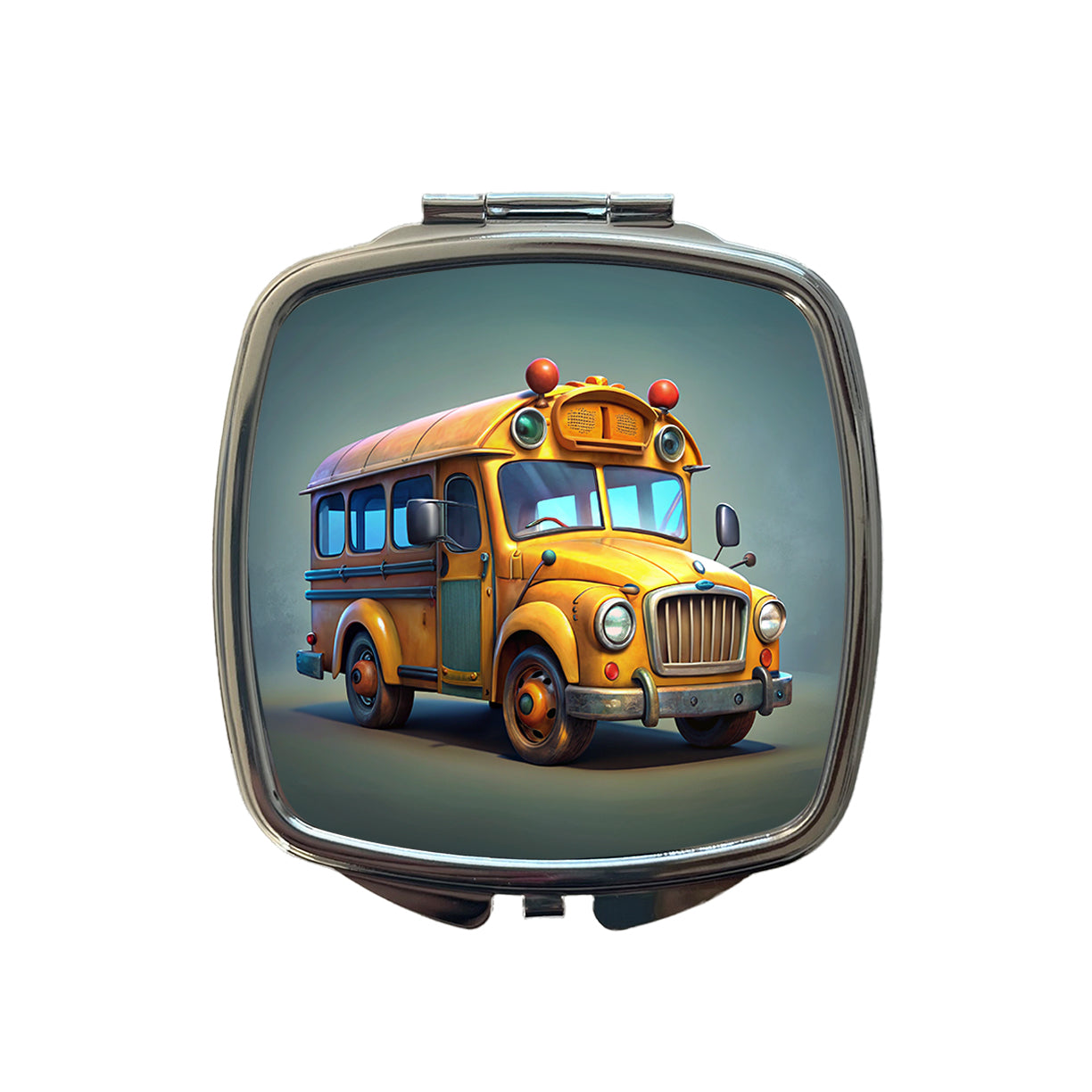 Funny School Short Bus Small Travel Purse Handbag Pocket Makeup Compact Mirror