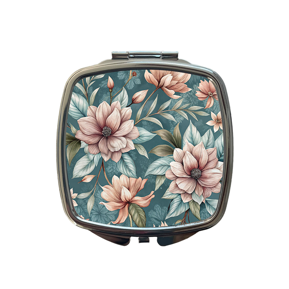 Minimalist Flowers Floral Pattern Small Travel Purse Handbag Pocket Makeup Compact Mirror