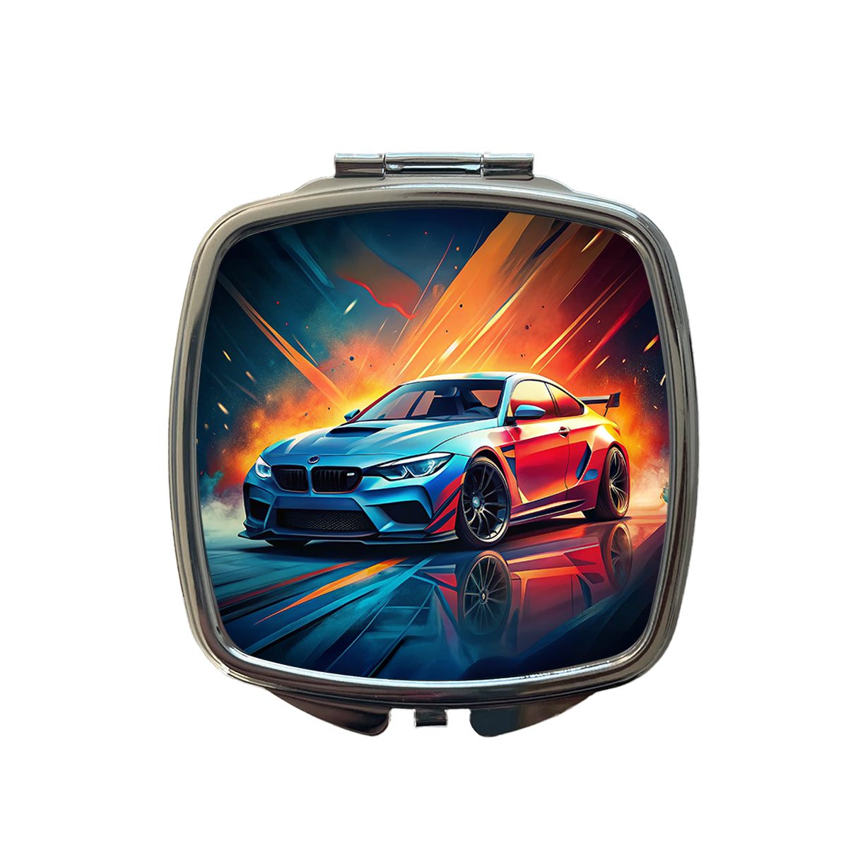 Modern German Muscle Tuner Car Art Small Travel Purse Handbag Pocket Makeup Compact Mirror