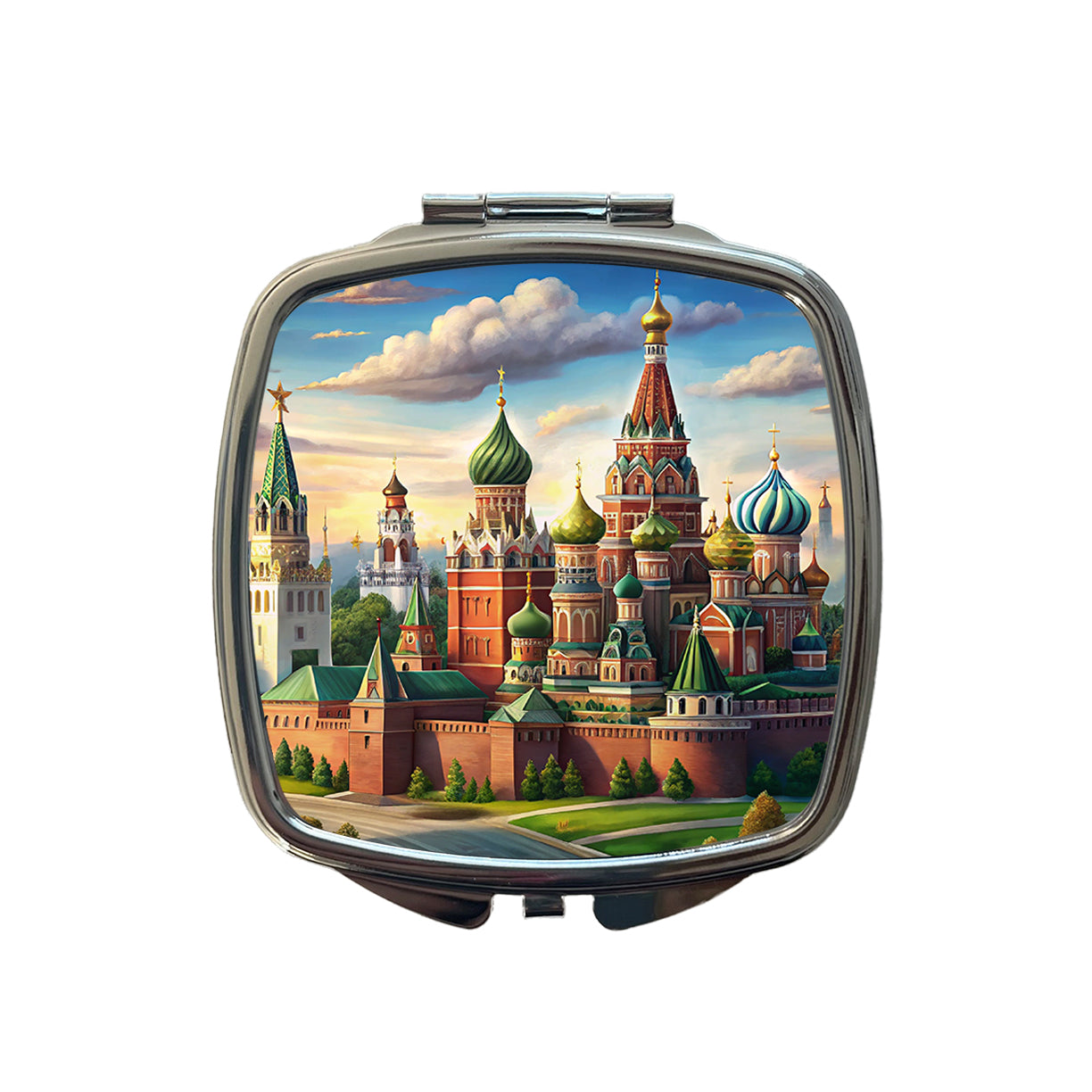 Russian Kremlin Moscow Russia Small Travel Purse Handbag Pocket Makeup Compact Mirror