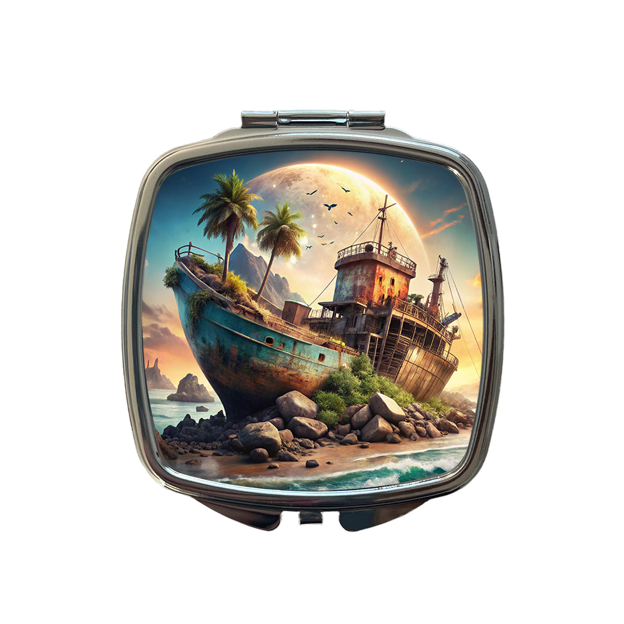 Sci-fi Shipwreck Small Travel Purse Handbag Pocket Makeup Compact Mirror