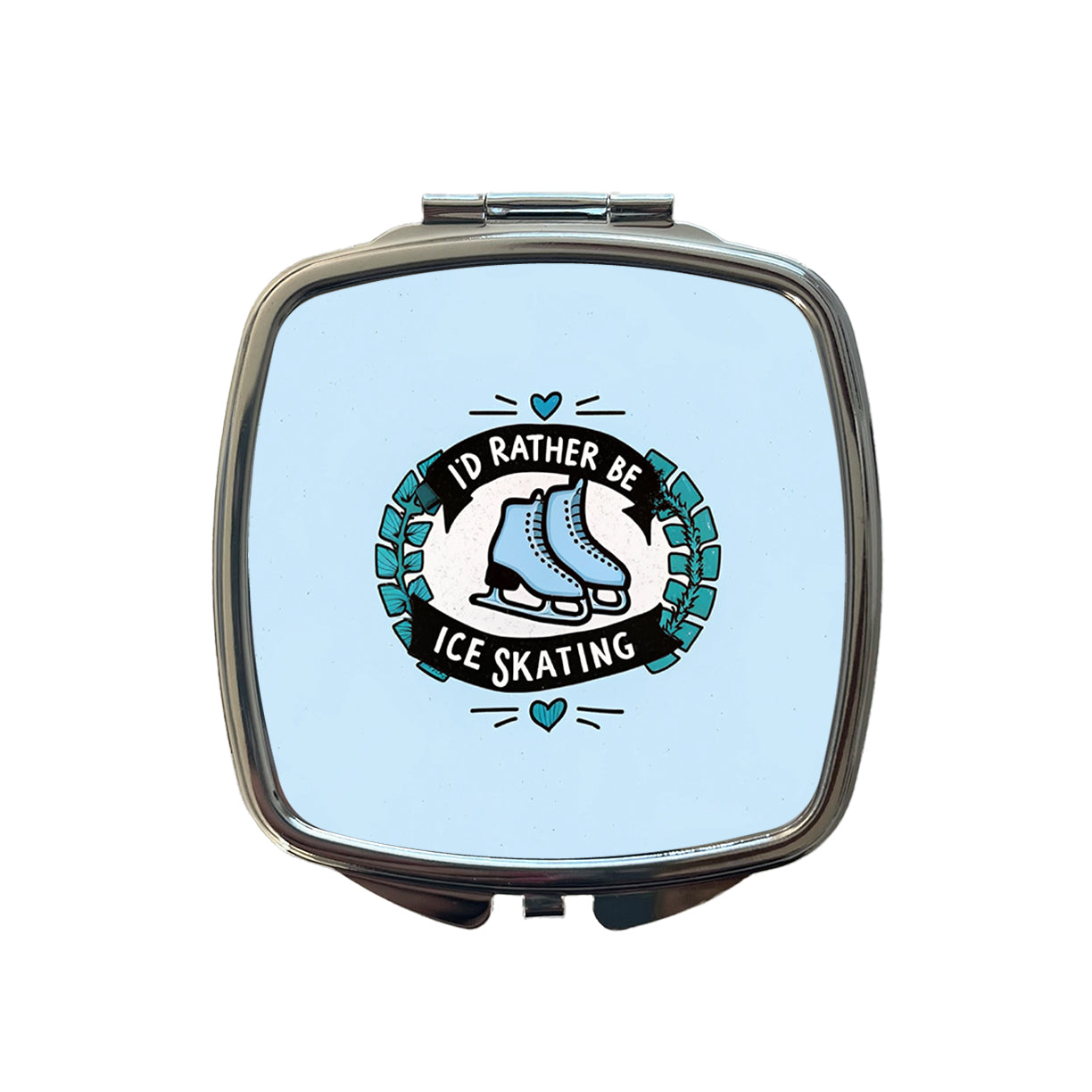 I'd Rather Be Ice Skating Small Travel Purse Handbag Pocket Makeup Compact Mirror