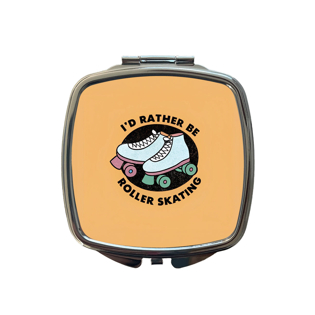 I'd Rather Be Roller Skating Small Travel Purse Handbag Pocket Makeup Compact Mirror