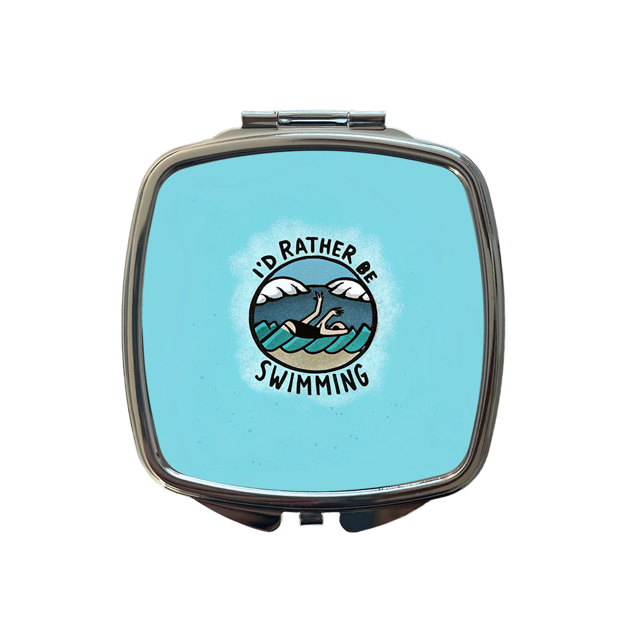 I'd Rather Be Swimming Small Travel Purse Handbag Pocket Makeup Compact Mirror
