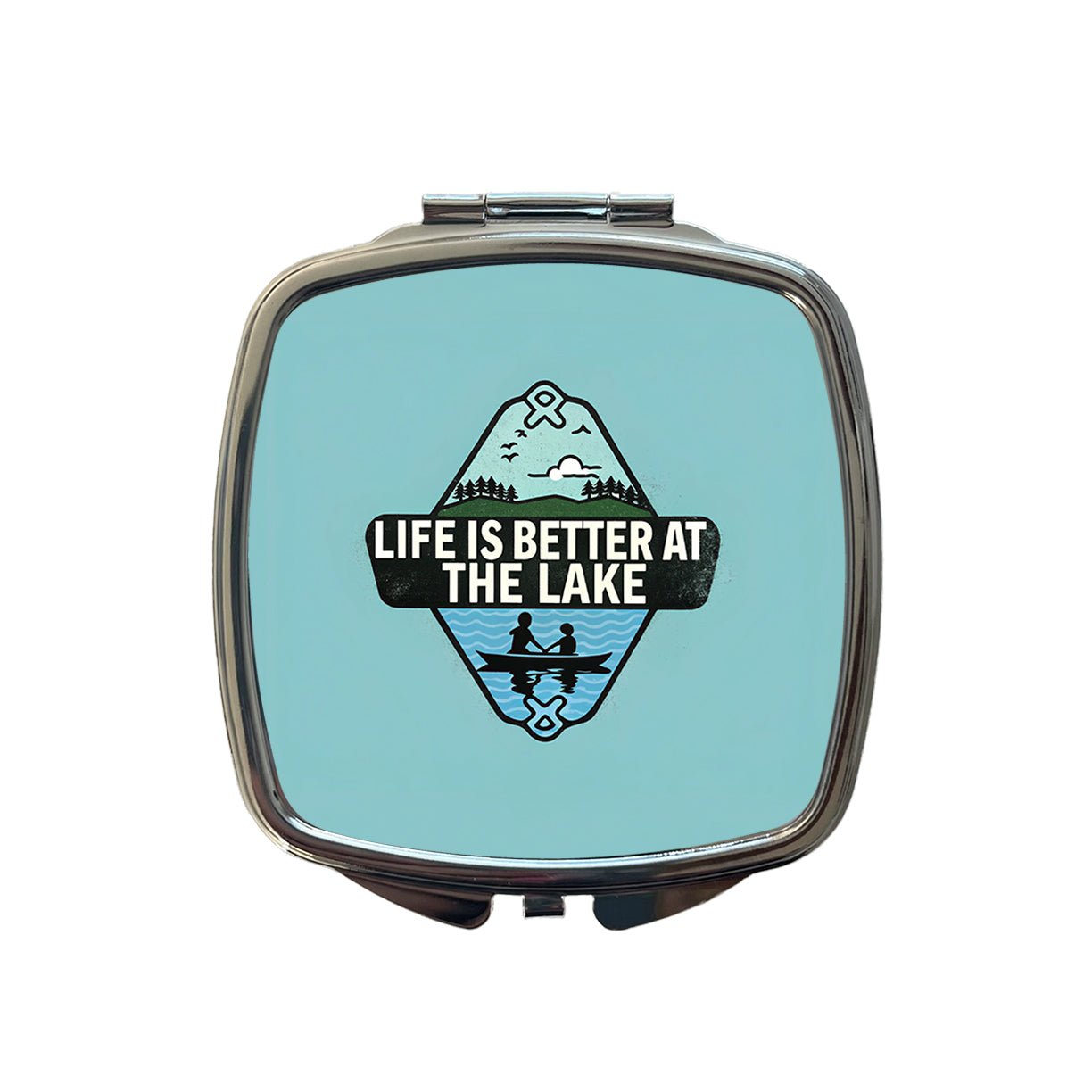 Life Is Better At The Lake Small Travel Purse Handbag Pocket Makeup Compact Mirror