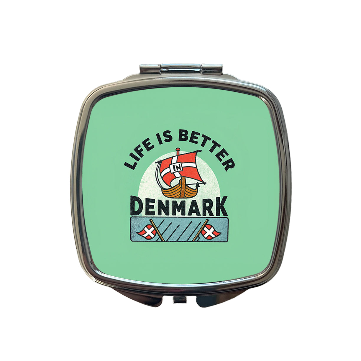 Life Is Better In Denmark Small Travel Purse Handbag Pocket Makeup Compact Mirror
