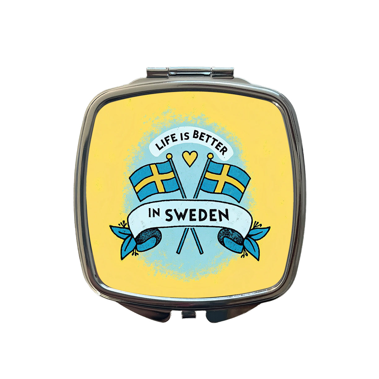 Life Is Better In Sweden Small Travel Purse Handbag Pocket Makeup Compact Mirror