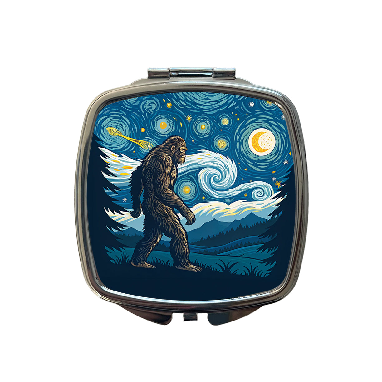 Big Foot Van Gogh Starry Night Small Travel Purse Handbag Pocket Makeup Compact Mirror