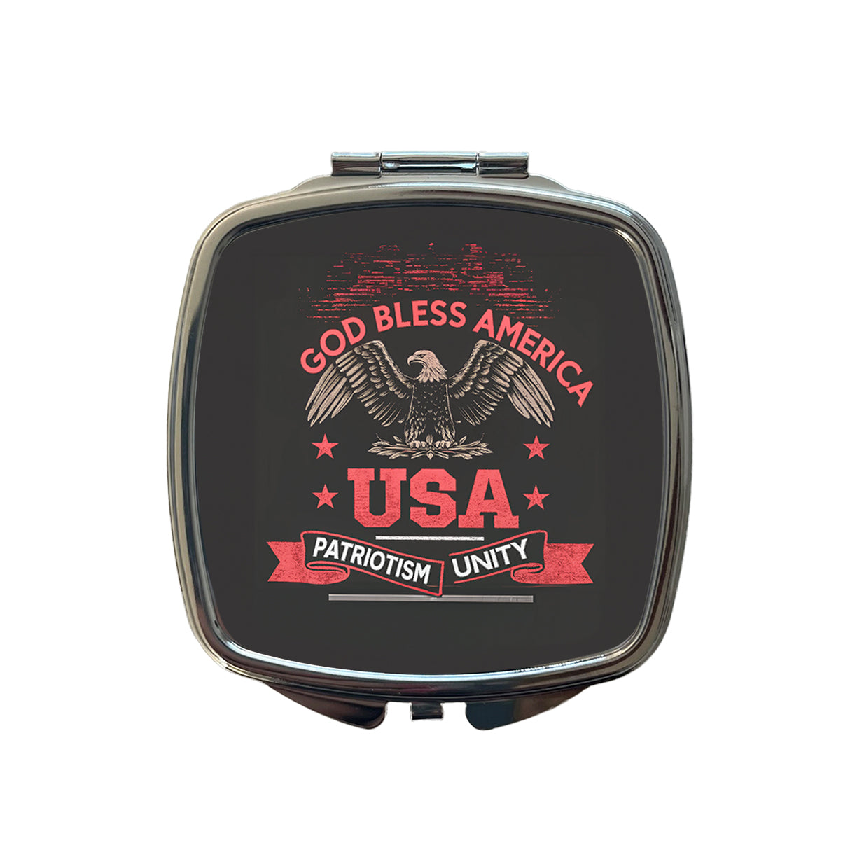 God Bless America Black Red USA United States Small Travel Purse Handbag Pocket Makeup Compact Mirror