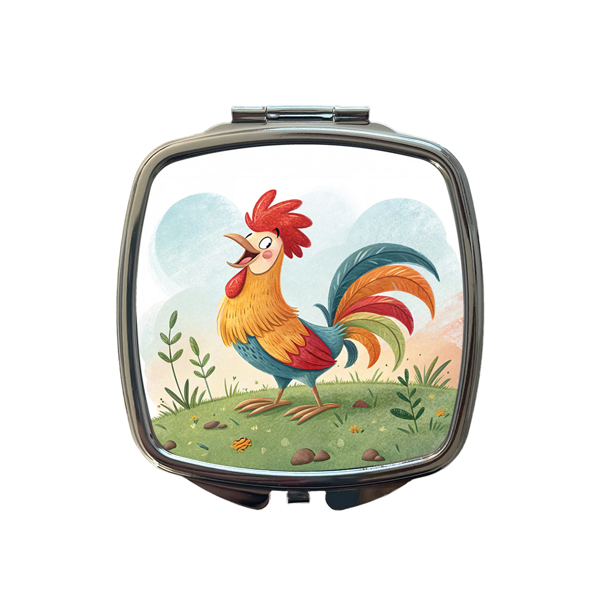Happy Rooster Small Travel Purse Handbag Pocket Makeup Compact Mirror
