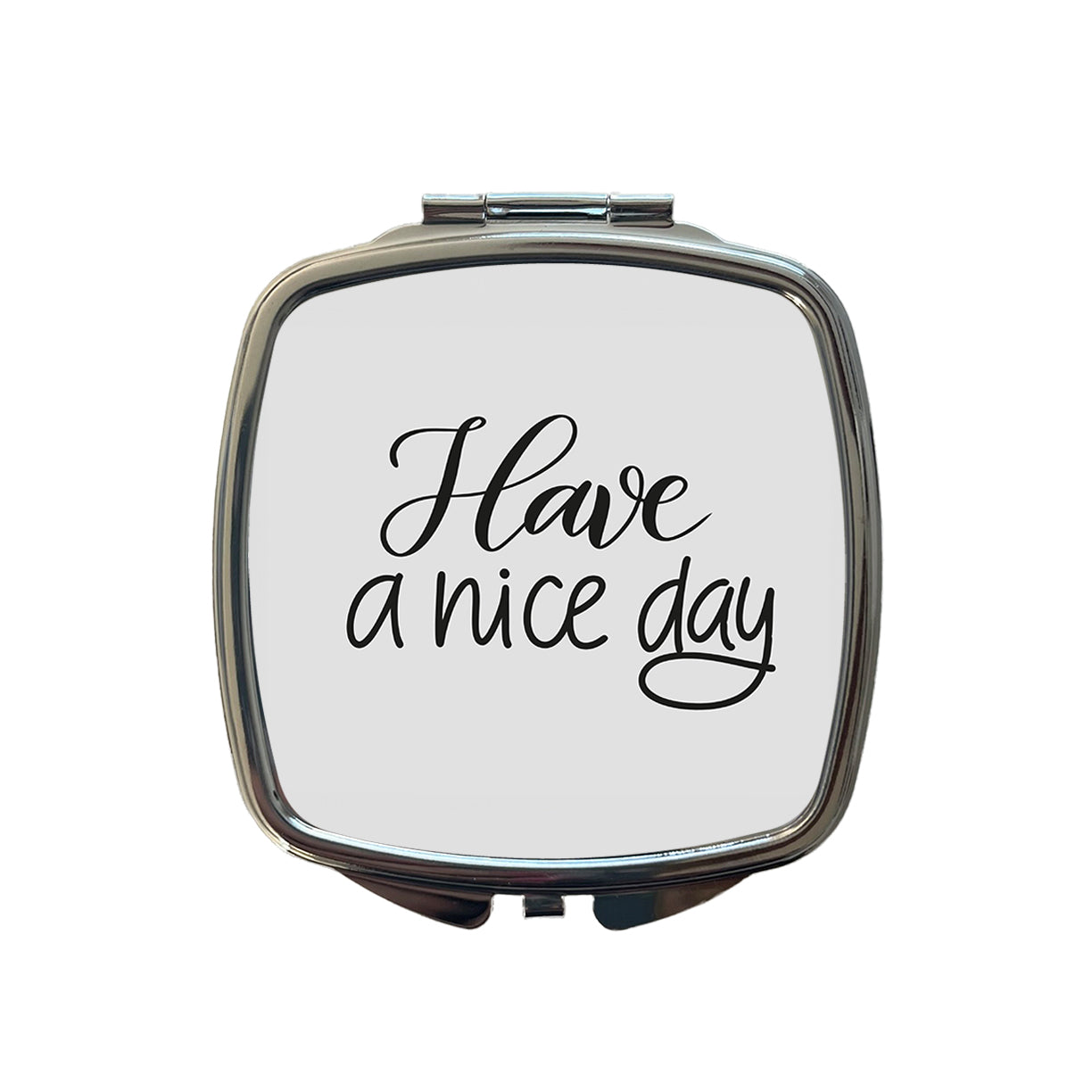 Have A Nice Day Gray Small Travel Purse Handbag Pocket Makeup Compact Mirror