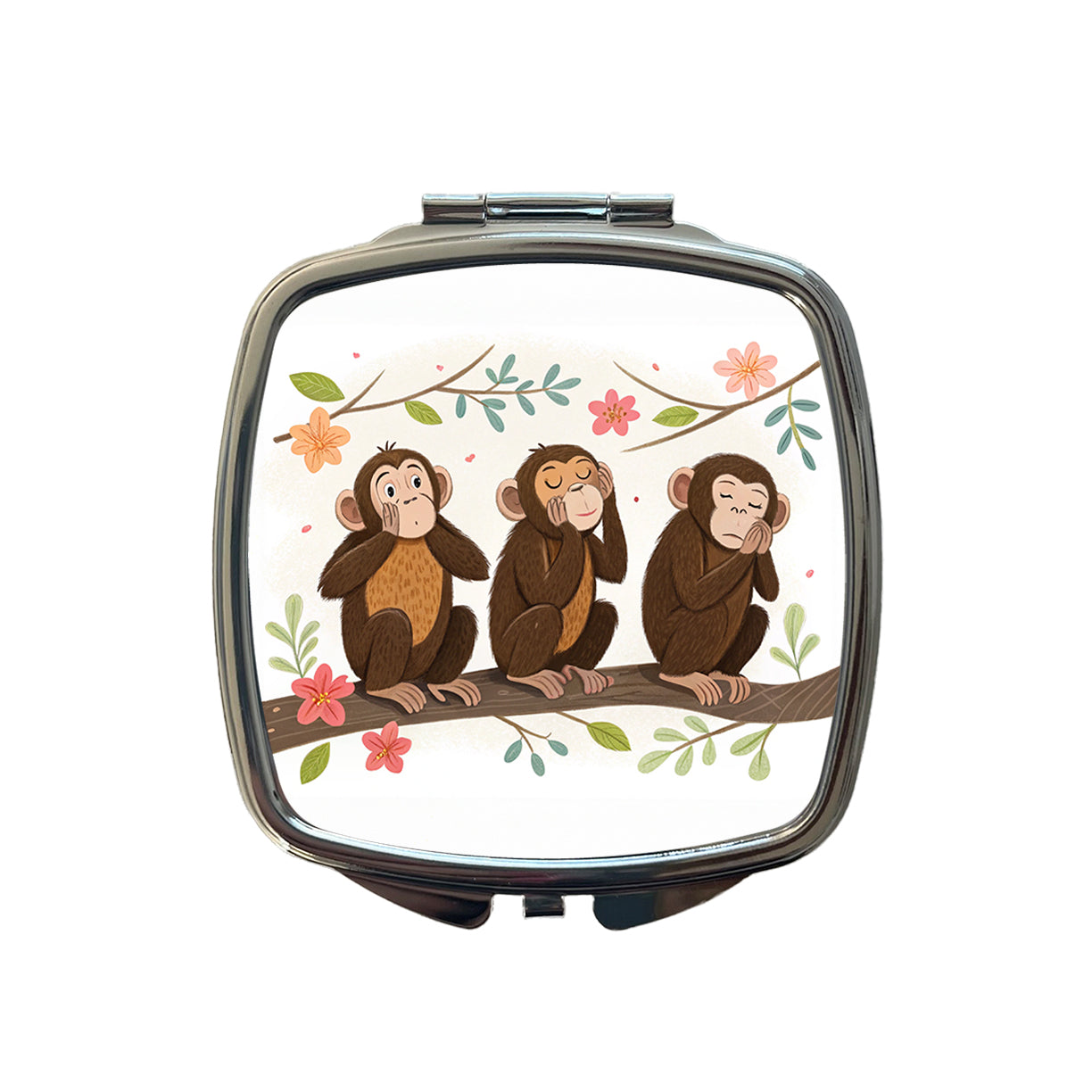 Hear Speak See No Evil Small Travel Purse Handbag Pocket Makeup Compact Mirror