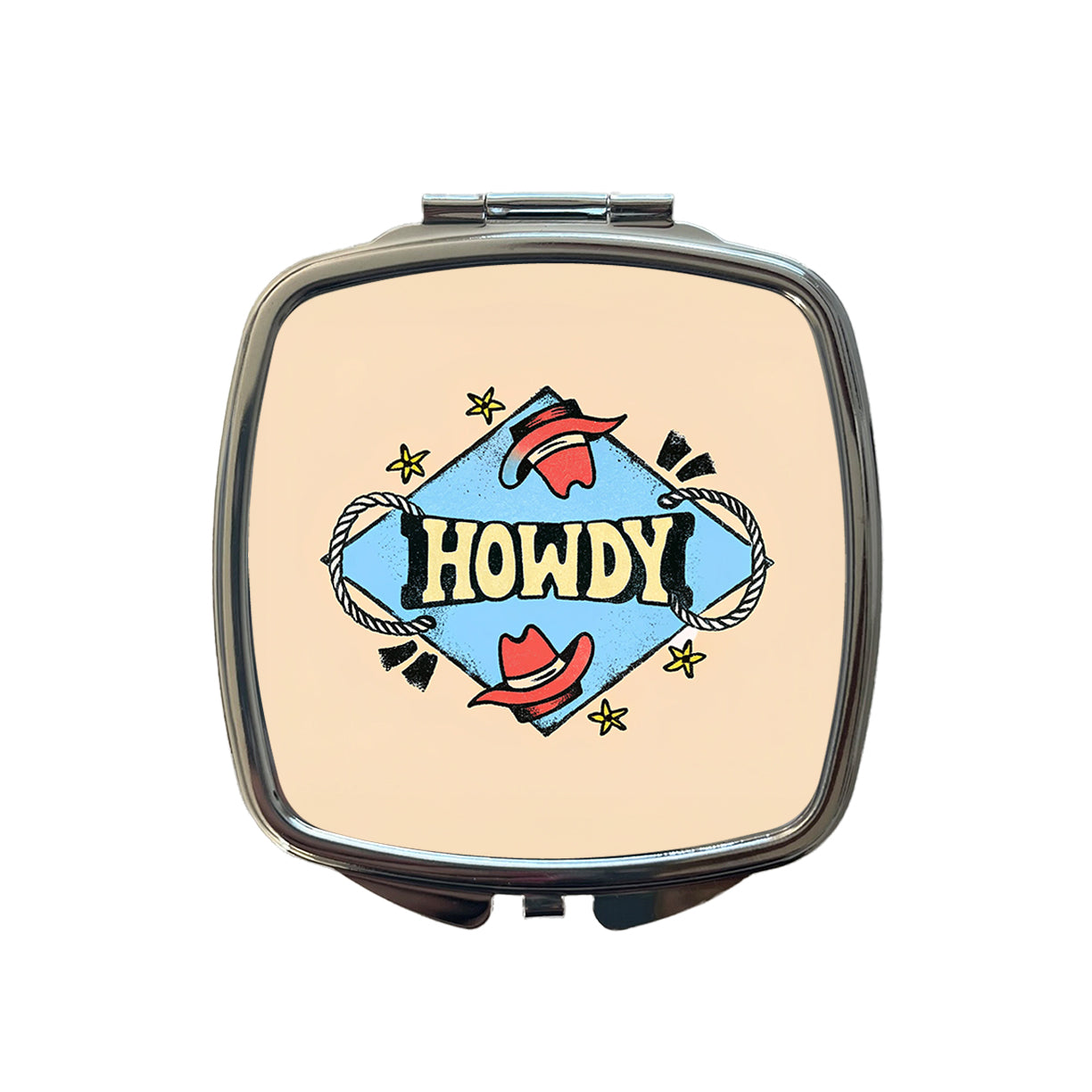 Howdy Country Cowboy Cowgirl Small Travel Purse Handbag Pocket Makeup Compact Mirror