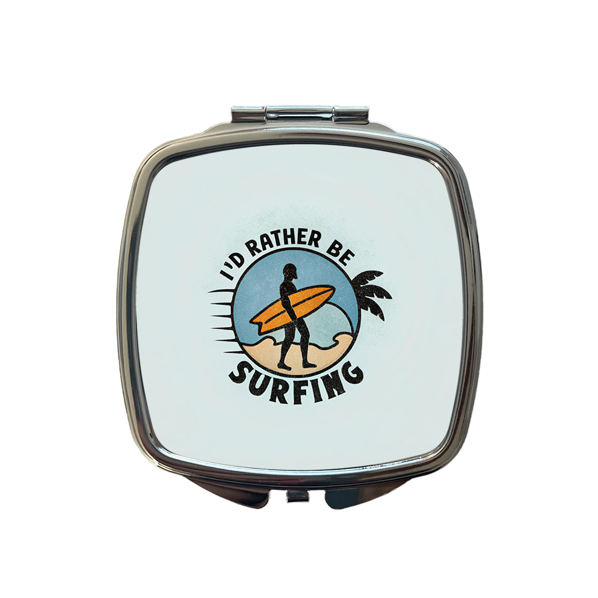 I'd Rather Be Surfing Small Travel Purse Handbag Pocket Makeup Compact Mirror