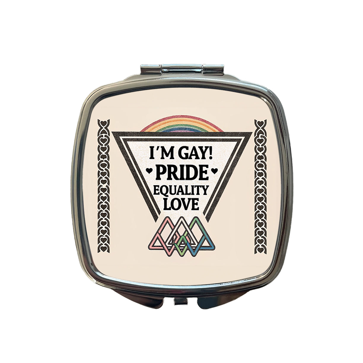 I'm Gay Pride LGBTQ Rainbow Love Small Travel Purse Handbag Pocket Makeup Compact Mirror
