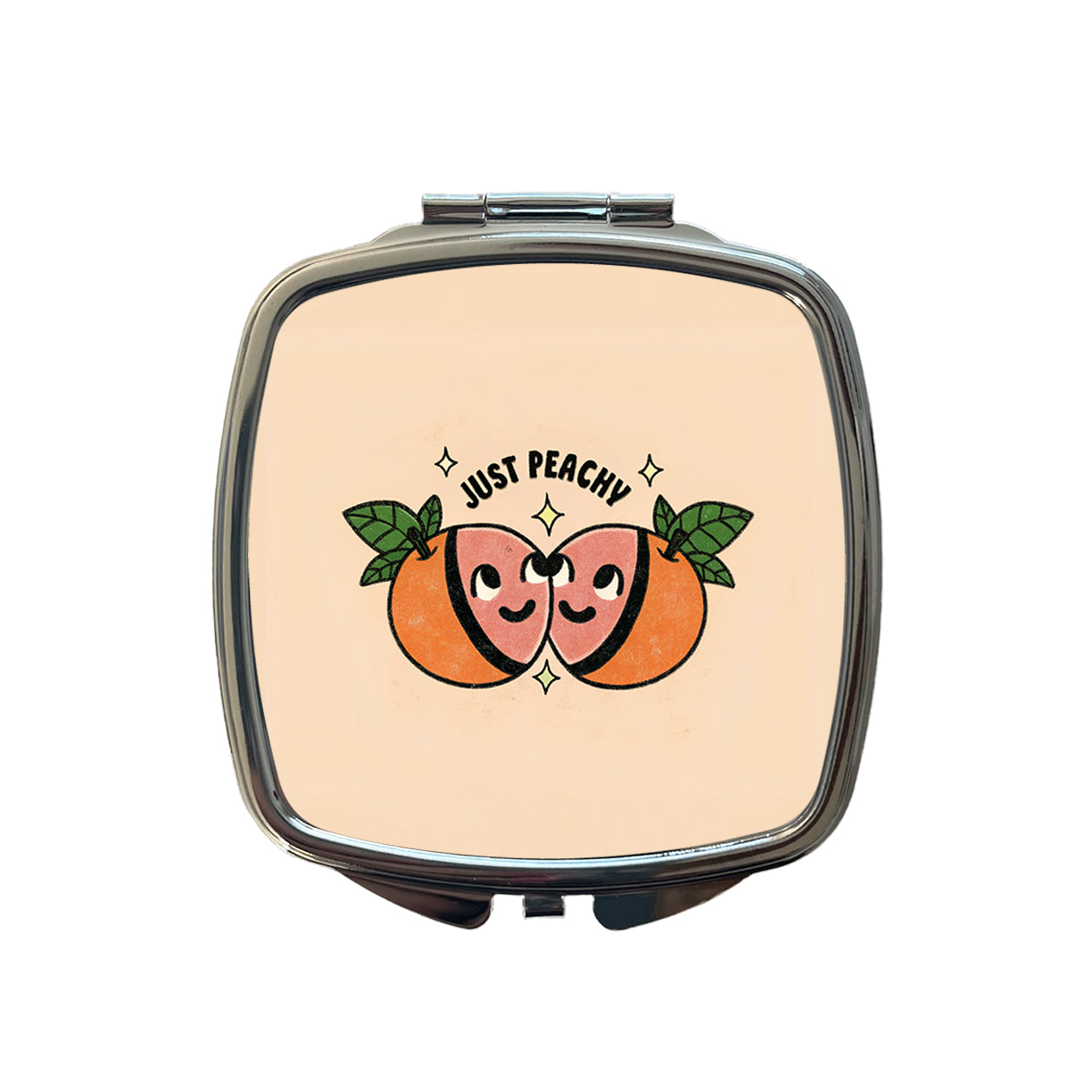 Just Peachy Cute Small Travel Purse Handbag Pocket Makeup Compact Mirror