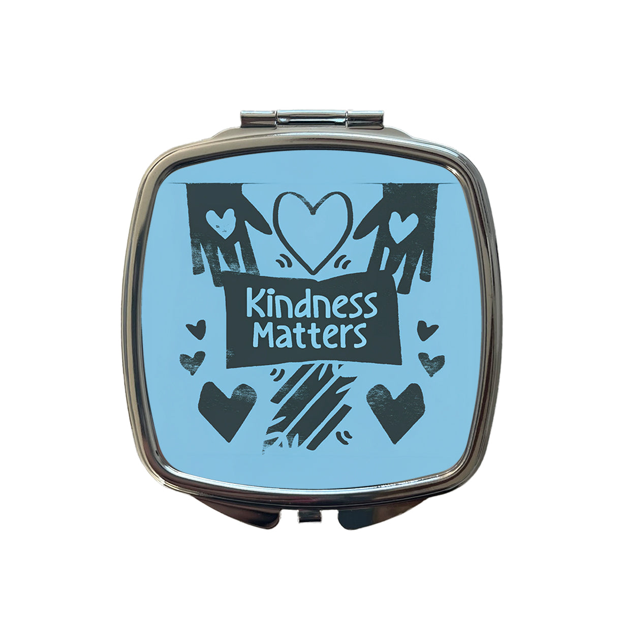 Kindness Matters Black Blue Small Travel Purse Handbag Pocket Makeup Compact Mirror