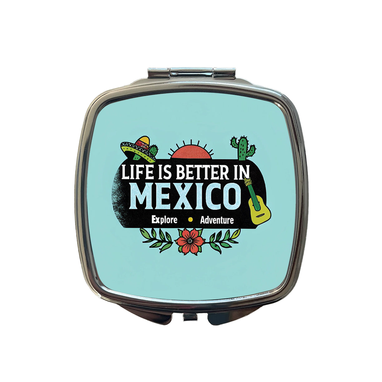 Life Is Better In Mexico Small Travel Purse Handbag Pocket Makeup Compact Mirror