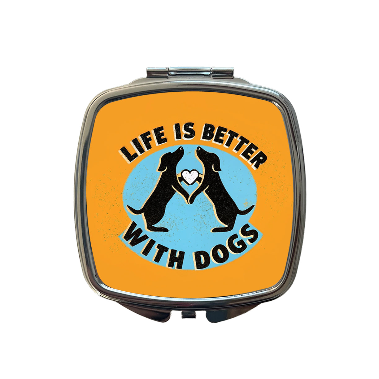Life Is Better With Dogs Heart Small Travel Purse Handbag Pocket Makeup Compact Mirror