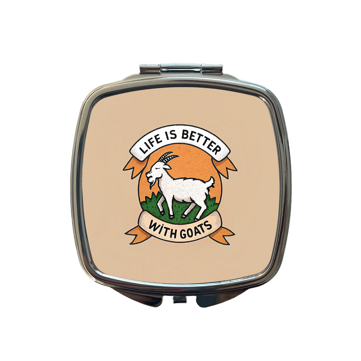Life Is Better With Goats Small Travel Purse Handbag Pocket Makeup Compact Mirror