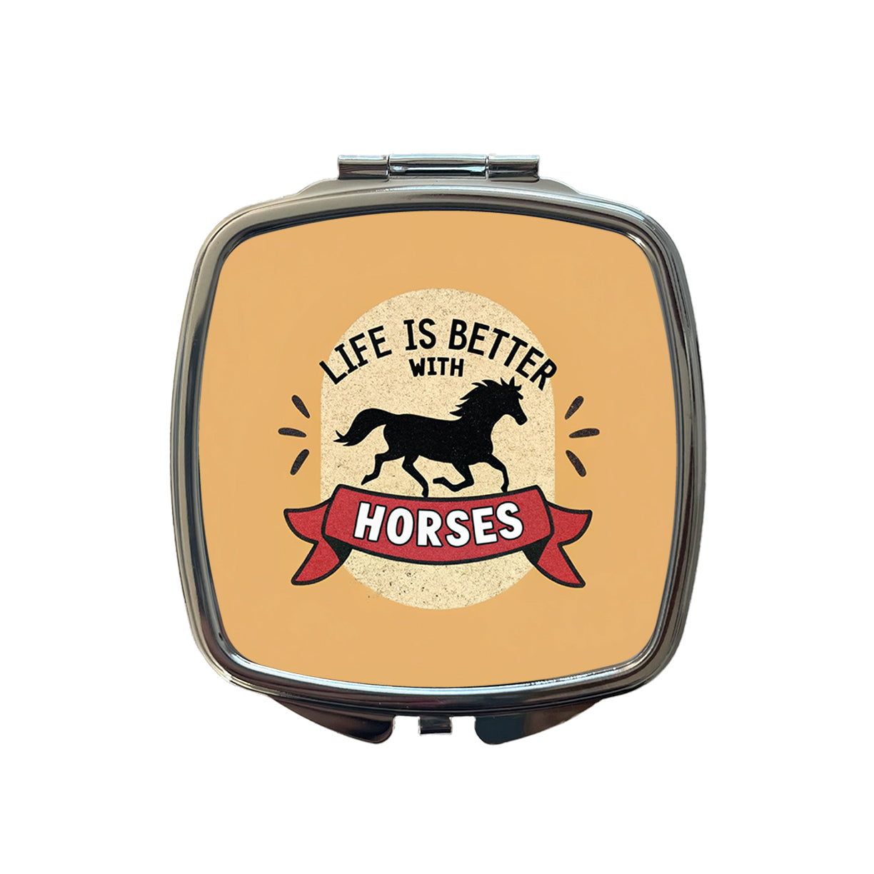 Life Is Better With Horses Small Travel Purse Handbag Pocket Makeup Compact Mirror