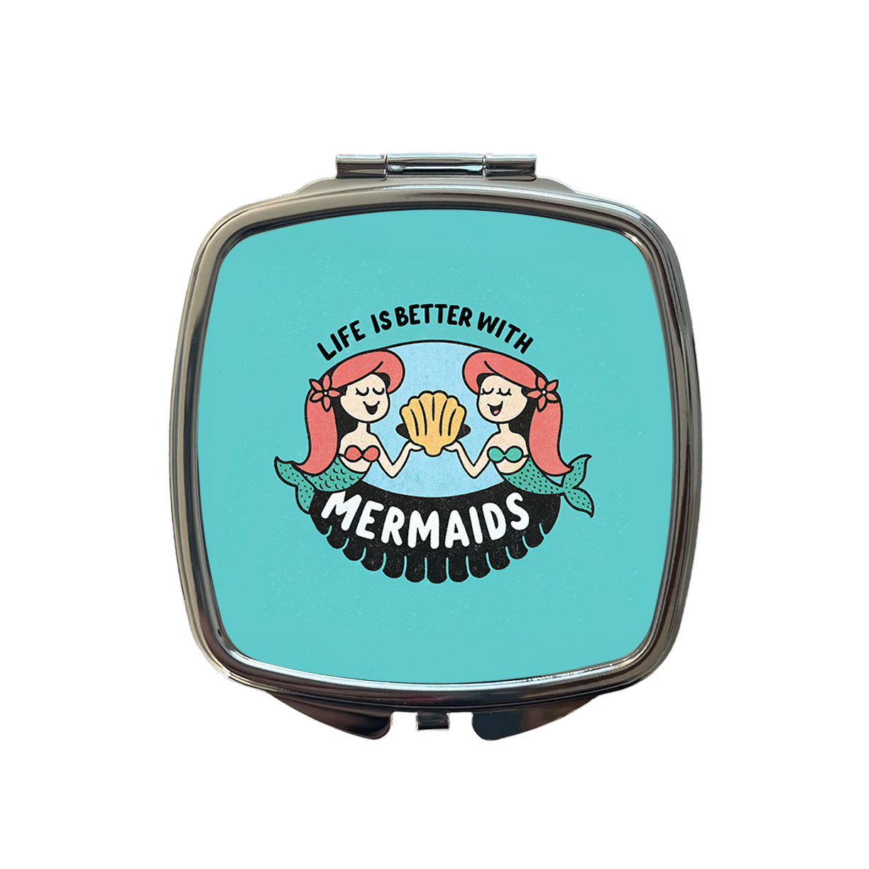 Life Is Better With Mermaids Small Travel Purse Handbag Pocket Makeup Compact Mirror