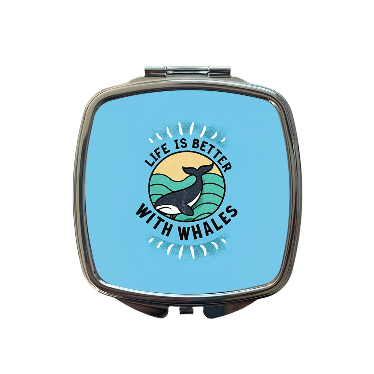 Life Is Better With Whales Small Travel Purse Handbag Pocket Makeup Compact Mirror