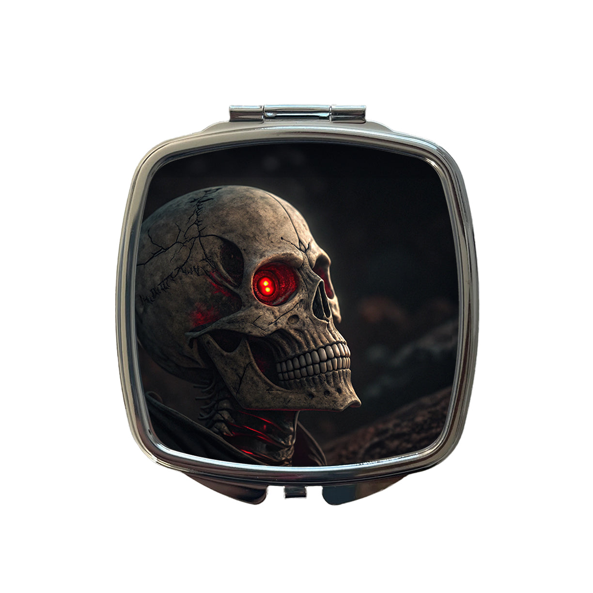 Skull With Red Eyes Small Travel Purse Handbag Pocket Makeup Compact Mirror