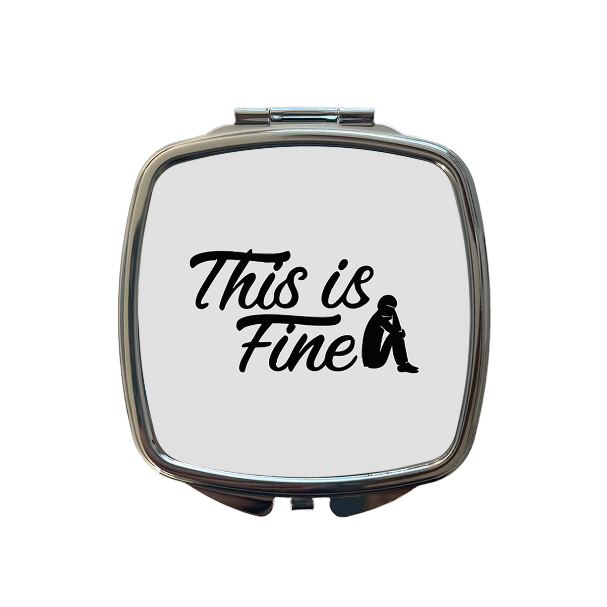 This Is Fine Funny Small Travel Purse Handbag Pocket Makeup Compact Mirror