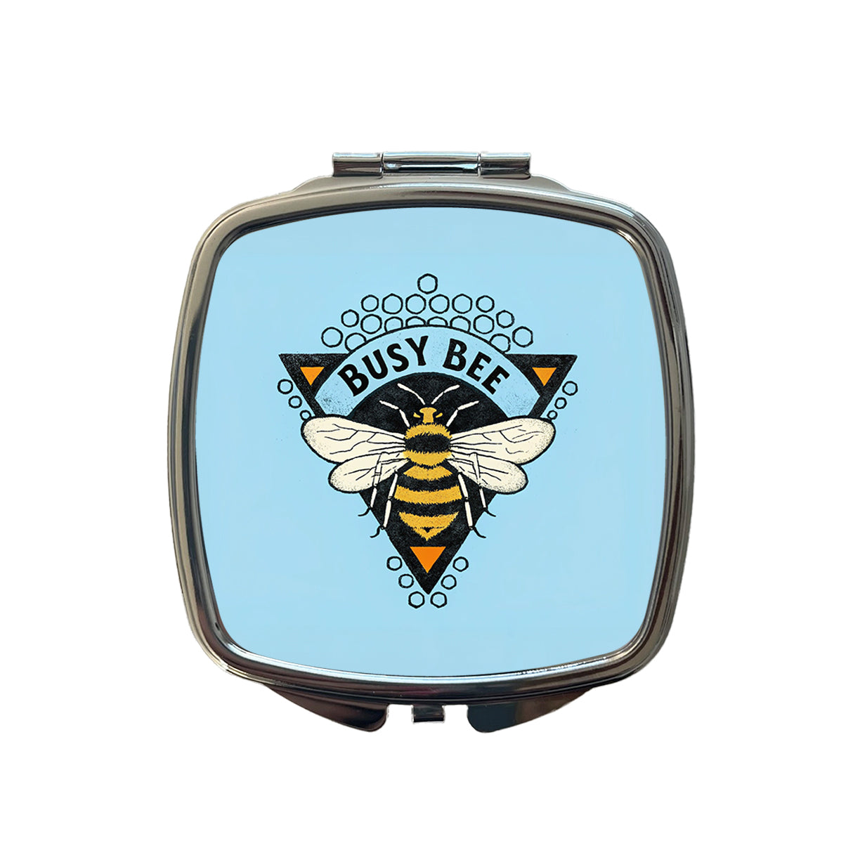 Busy Bee Blue Small Travel Purse Handbag Pocket Makeup Compact Mirror