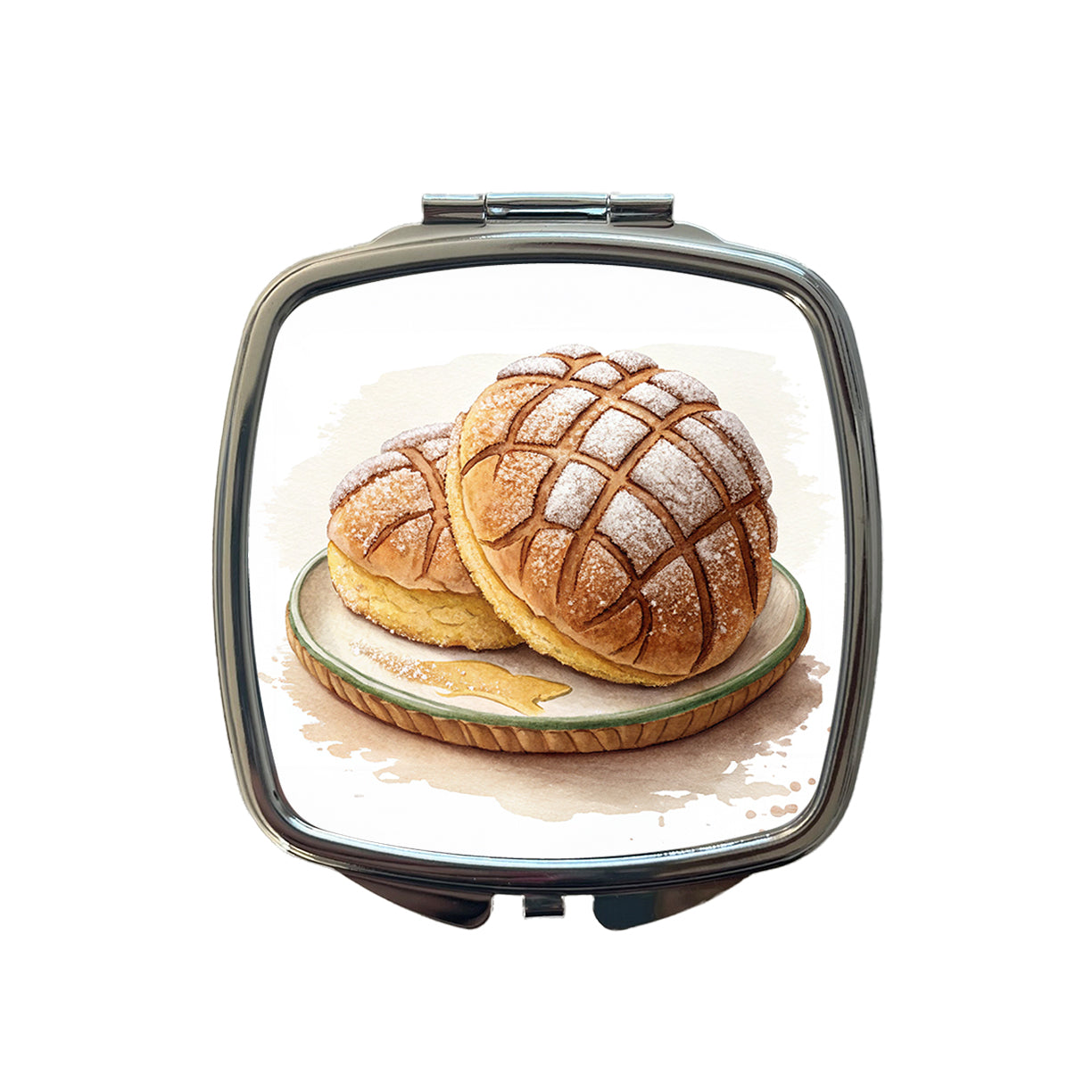 Conchas Pastry Mexican Sweet Bread Small Travel Purse Handbag Pocket Makeup Compact Mirror