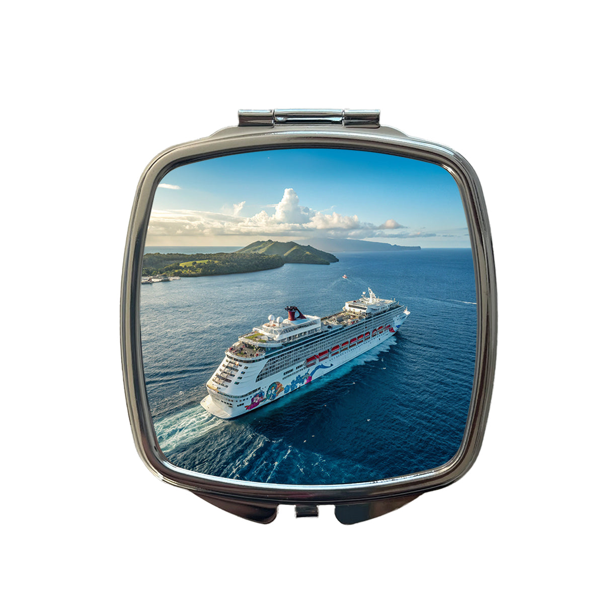 Cruise Ship Sailing Ocean Travel Small Travel Purse Handbag Pocket Makeup Compact Mirror