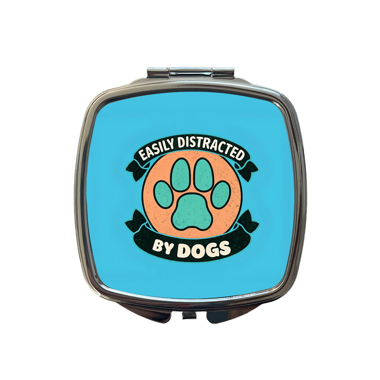 Easily Distracted By Dogs Small Travel Purse Handbag Pocket Makeup Compact Mirror