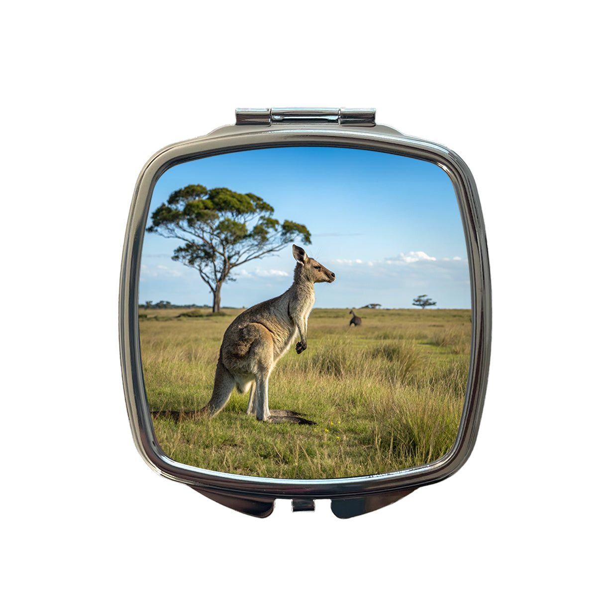 Kangaroo Australia Plain Small Travel Purse Handbag Pocket Makeup Compact Mirror
