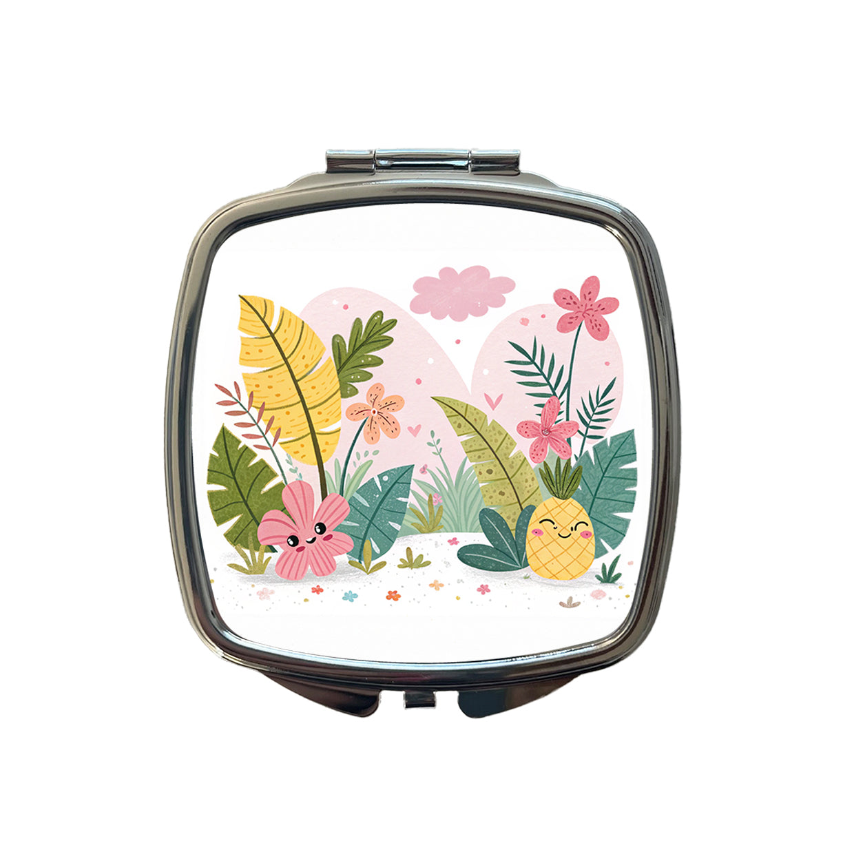 Kawaii Tropical Plants Small Travel Purse Handbag Pocket Makeup Compact Mirror