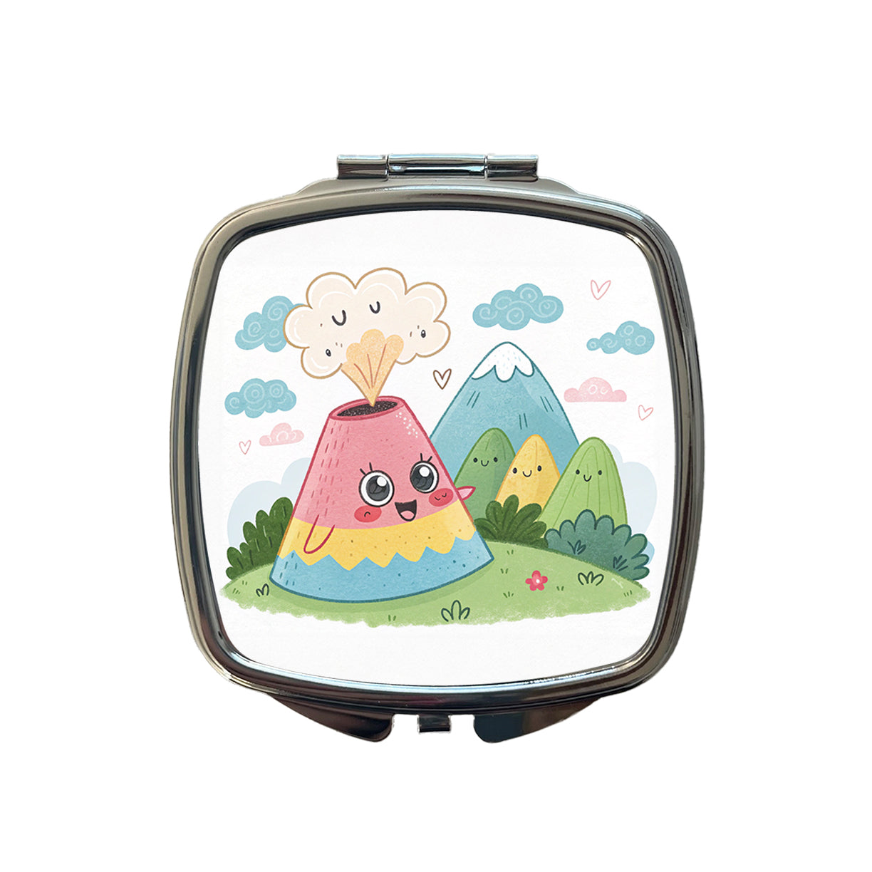 Kawaii Volcano Small Travel Purse Handbag Pocket Makeup Compact Mirror
