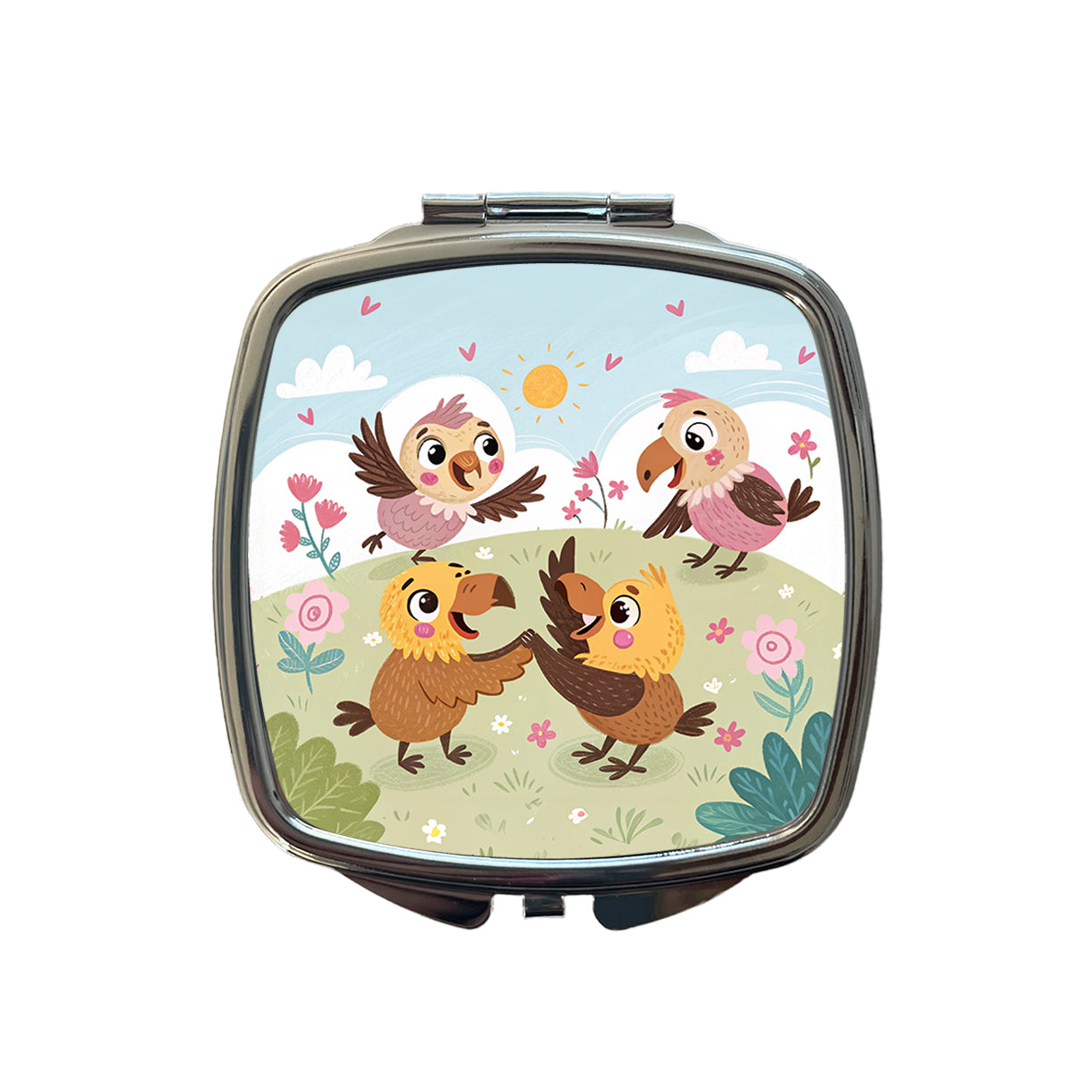Kawaii Vultures Birds Small Travel Purse Handbag Pocket Makeup Compact Mirror