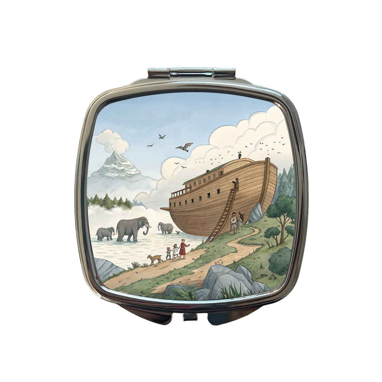 Noah's Ark Animals Small Travel Purse Handbag Pocket Makeup Compact Mirror