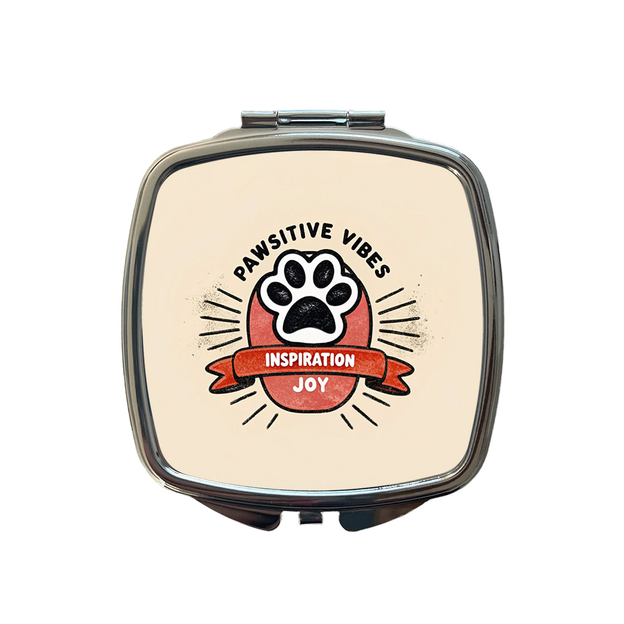 Pawsitive Positive Vibes Dogs Cats Small Travel Purse Handbag Pocket Makeup Compact Mirror