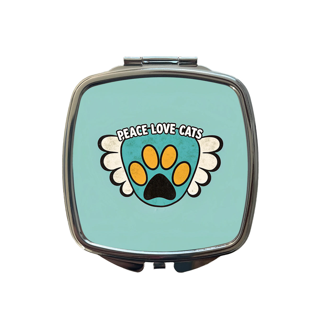 Peace Love Cats Cute Small Travel Purse Handbag Pocket Makeup Compact Mirror