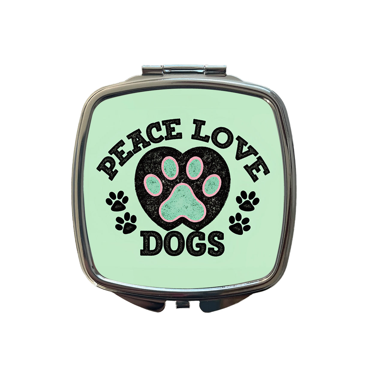 Peace Love Dogs Cute Small Travel Purse Handbag Pocket Makeup Compact Mirror
