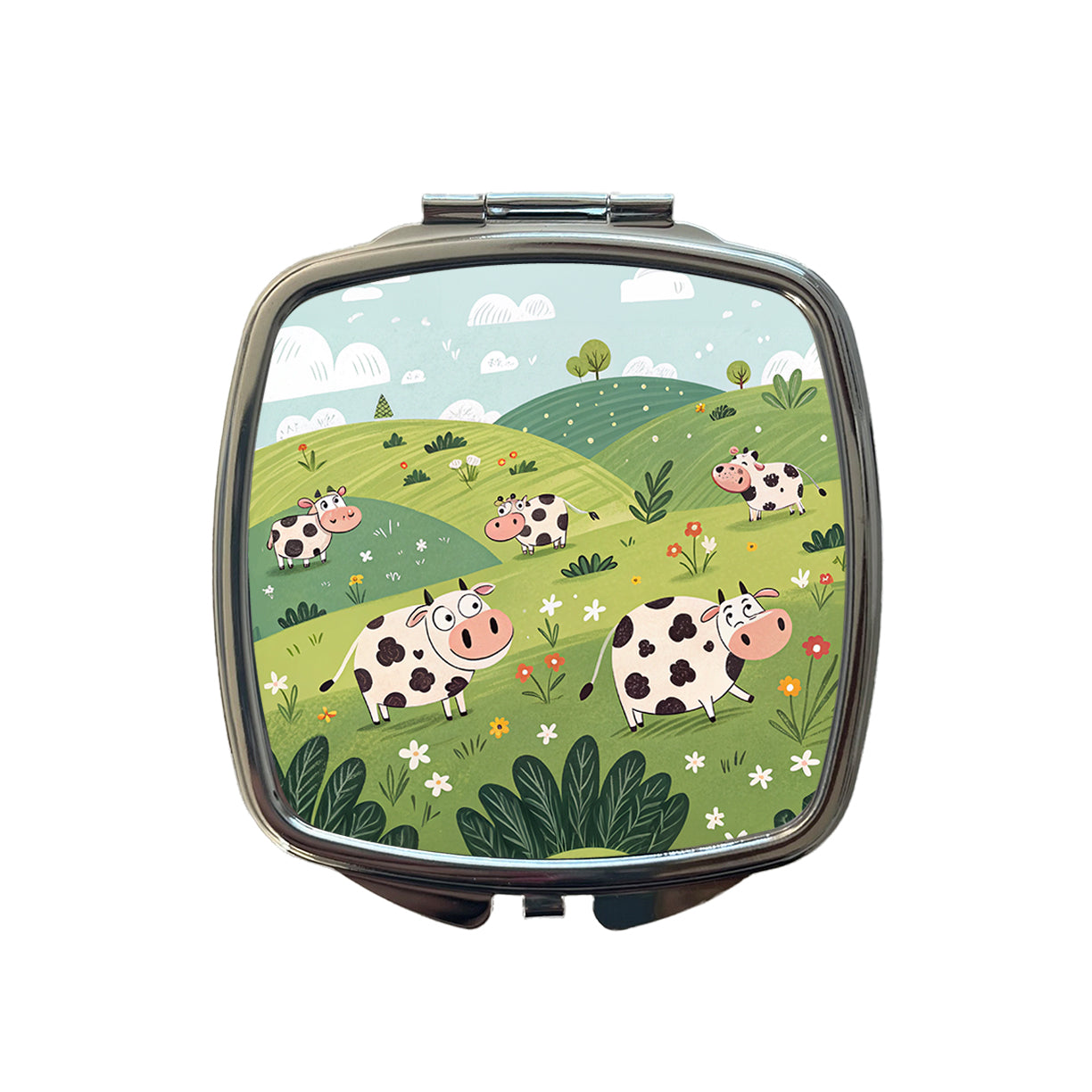 Scattered Cows Small Travel Purse Handbag Pocket Makeup Compact Mirror