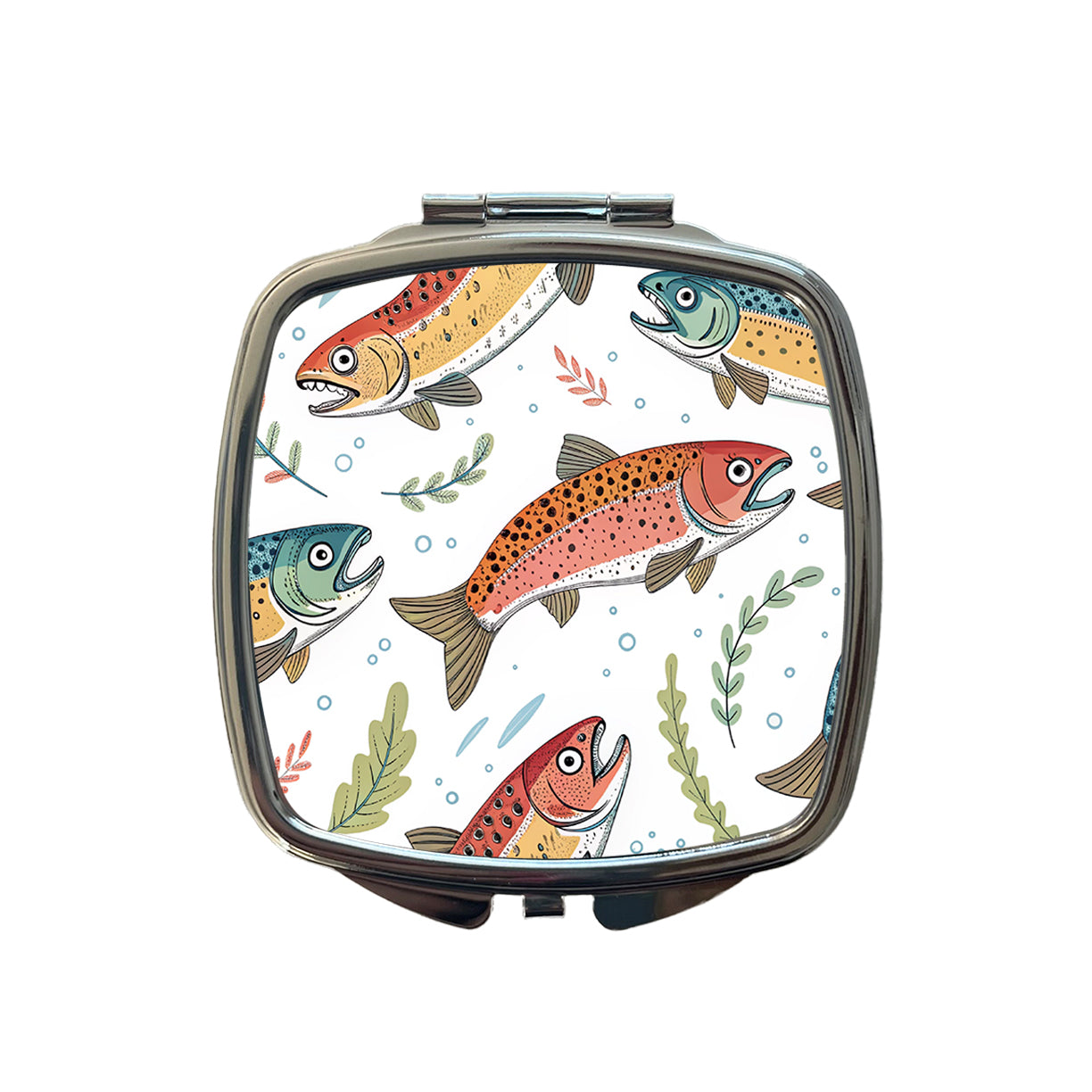 Trout Fish Swimming Fishing Small Travel Purse Handbag Pocket Makeup Compact Mirror