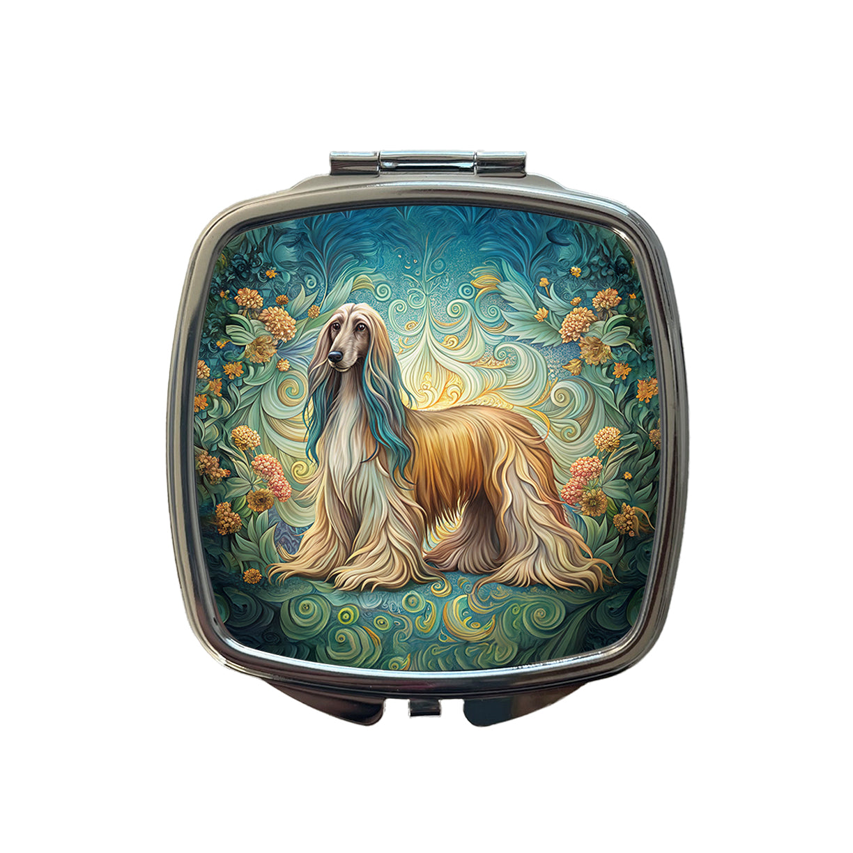 Afghan Hound Dog Art Nouveau Small Travel Purse Handbag Pocket Makeup Compact Mirror