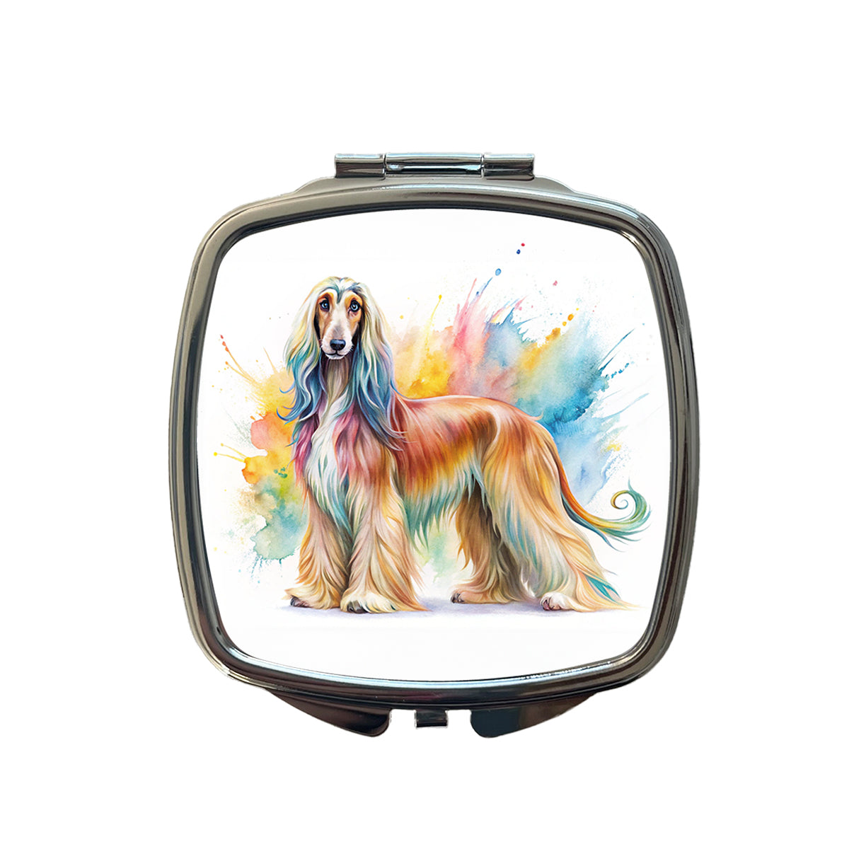 Afghan Hound Dog Watercolor Style Small Travel Purse Handbag Pocket Makeup Compact Mirror