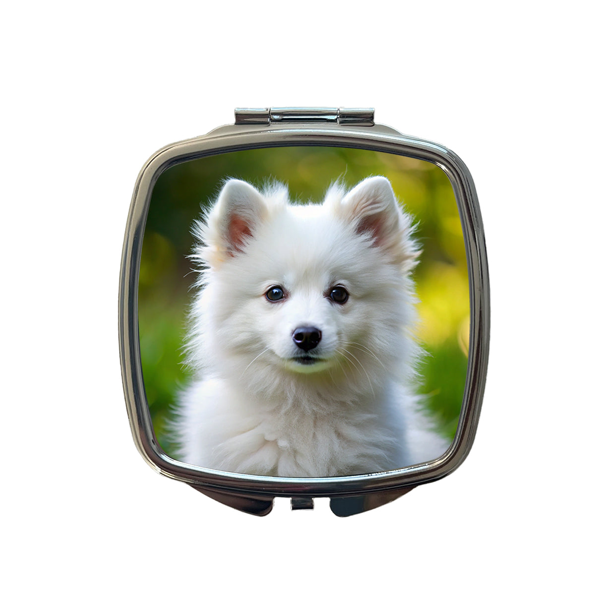 American Eskimo Dog Puppy Photo Small Travel Purse Handbag Pocket Makeup Compact Mirror