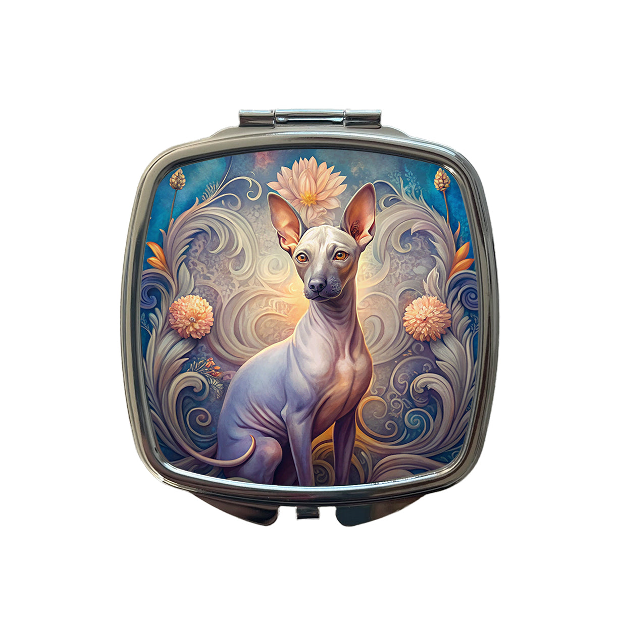 American Hairless Terrier Dog Art Nouveau Small Travel Purse Handbag Pocket Makeup Compact Mirror