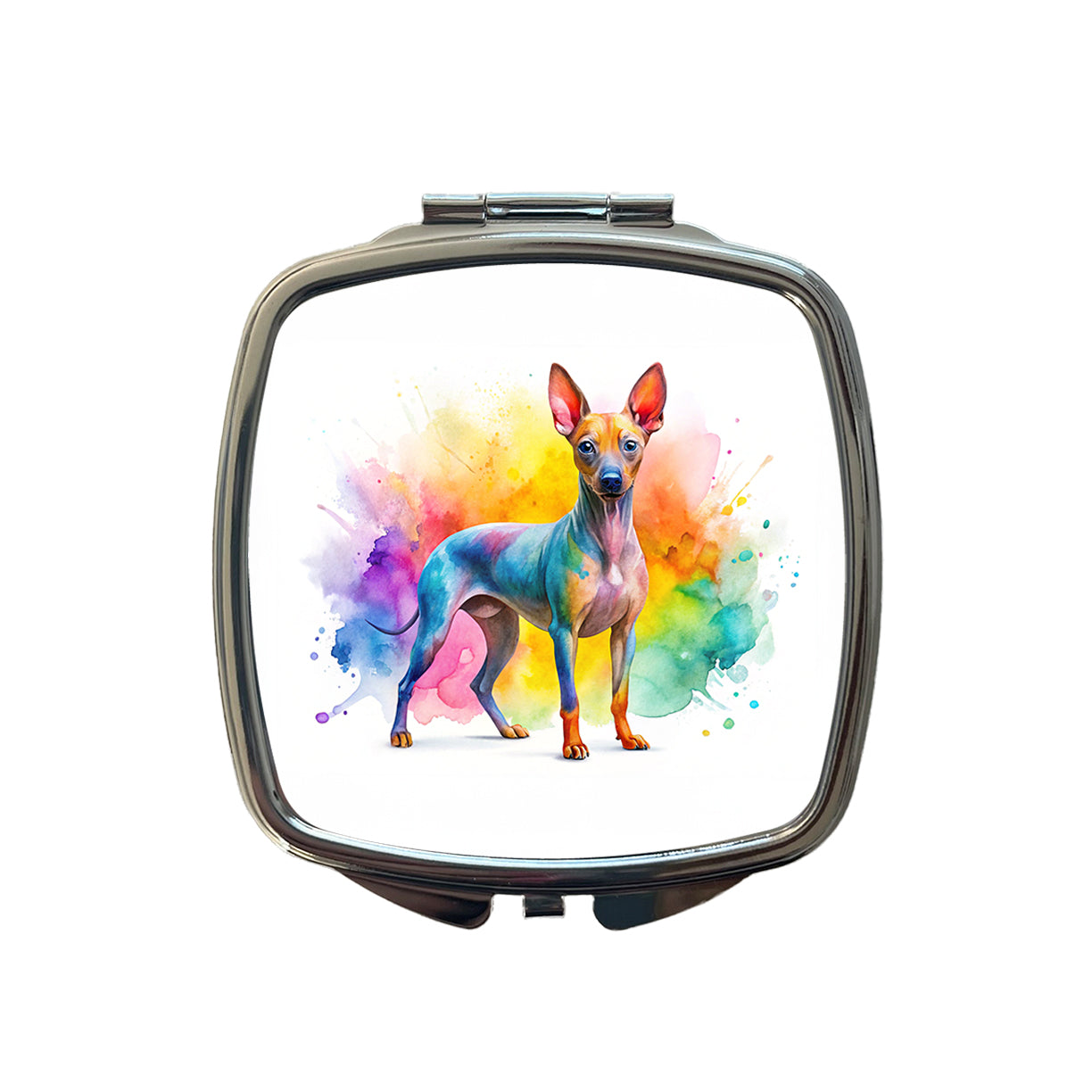 American Hairless Terrier Dog Watercolor Style Small Travel Purse Handbag Pocket Makeup Compact Mirror
