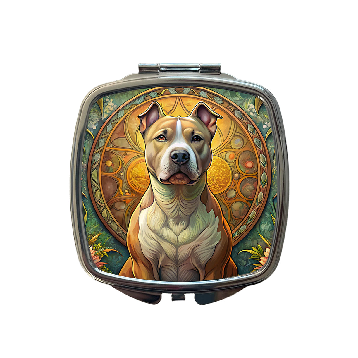 American Staffordshire Terrier Dog Art Nouveau Small Travel Purse Handbag Pocket Makeup Compact Mirror